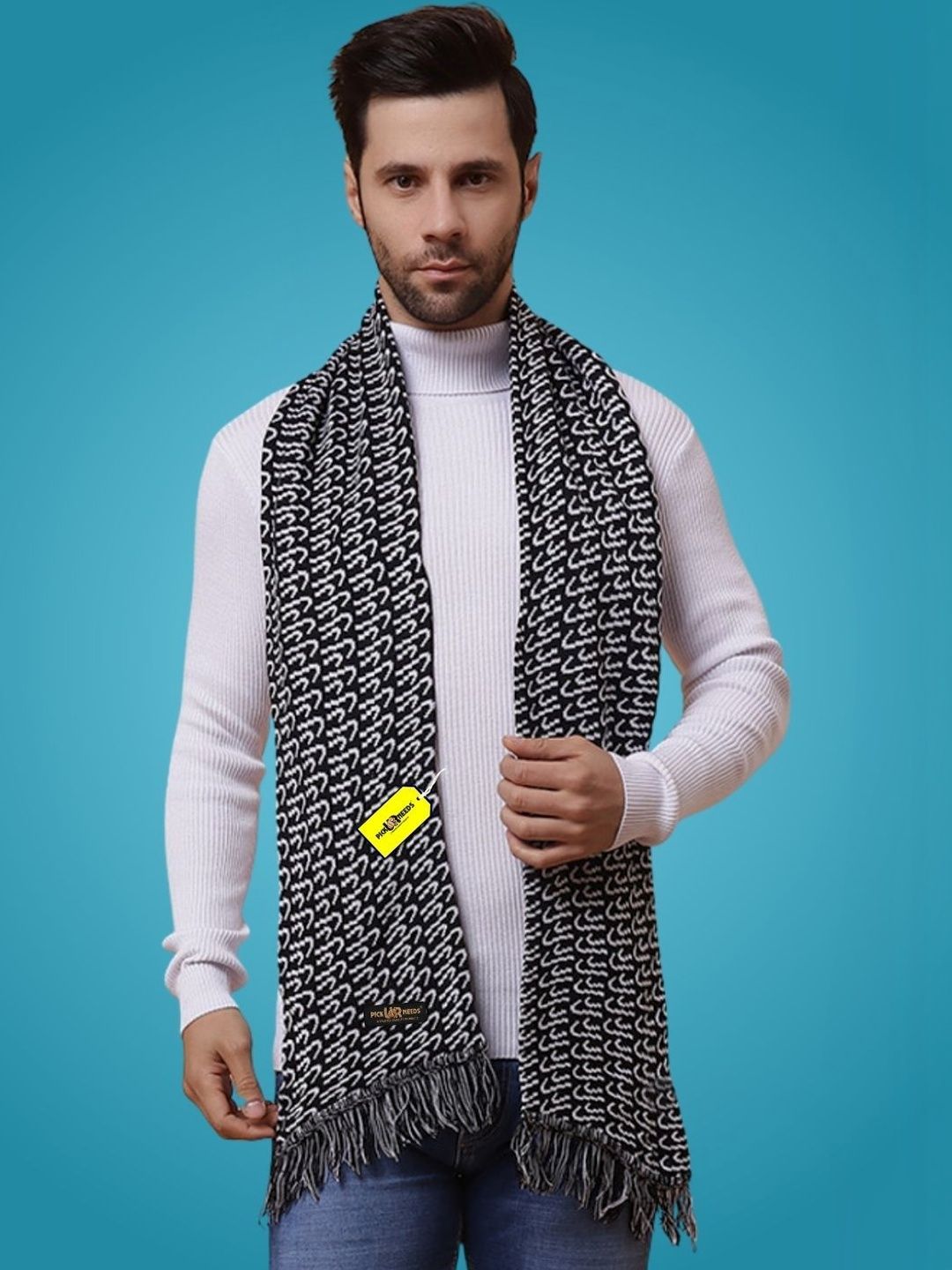 Pick Ur Needs Men Patterned Merino Wool Mufflers-picture-38