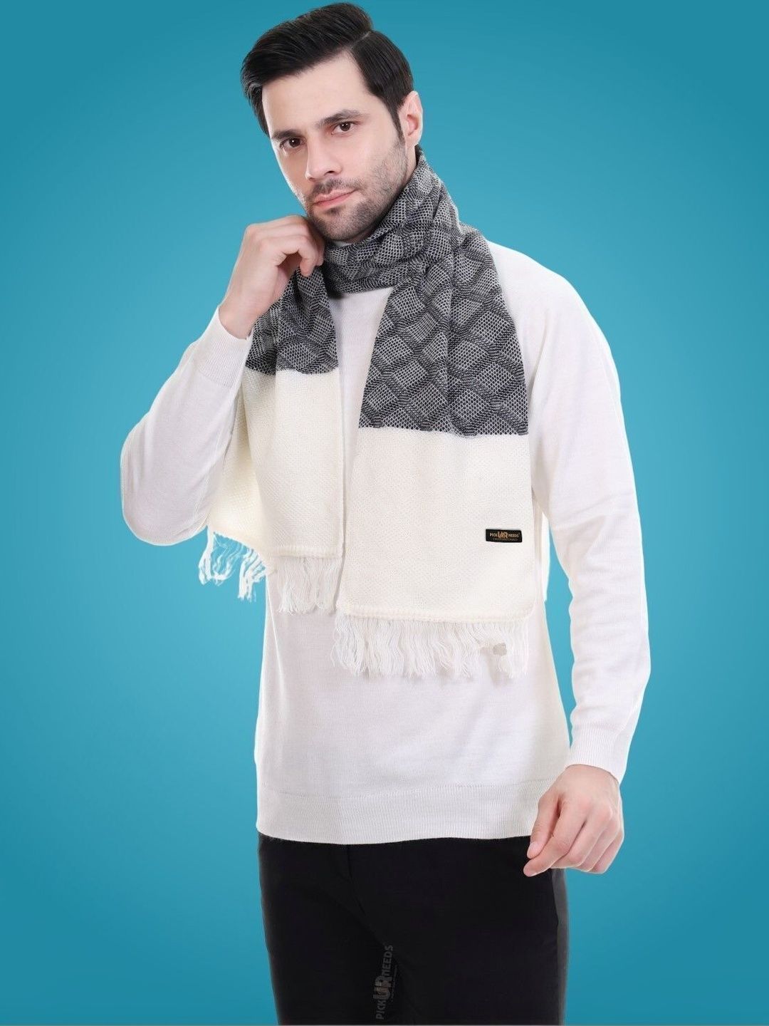 Pick Ur Needs Men Patterned Merino Wool Mufflers-picture-41