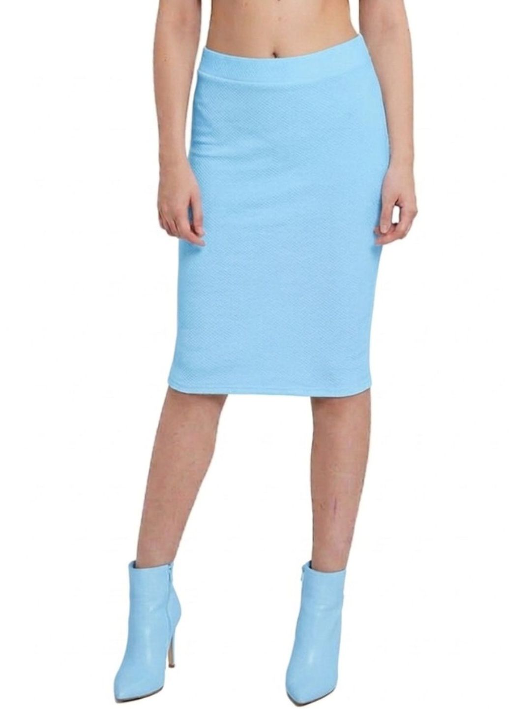 MIXFIT Women Self Design Back Slit Knee Length Pencil Skirt-image-25