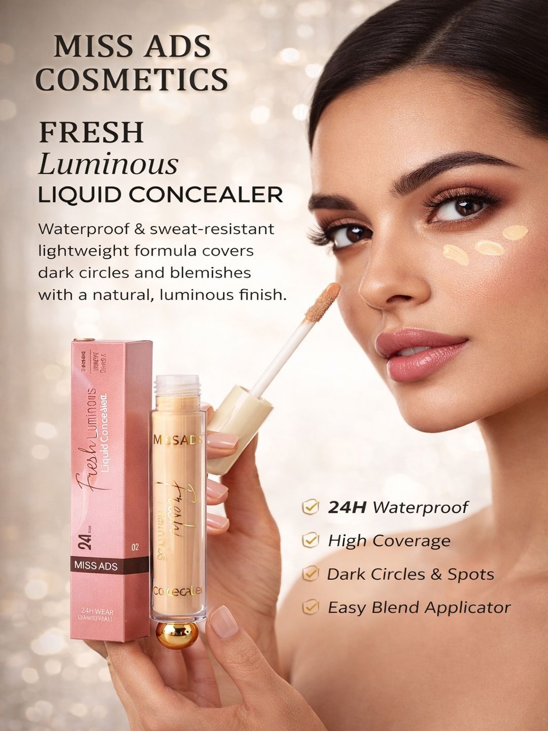 MISS ADS Long Lasting Fresh Luminous Liquid Concealer - Beige - 15 g-picture-41