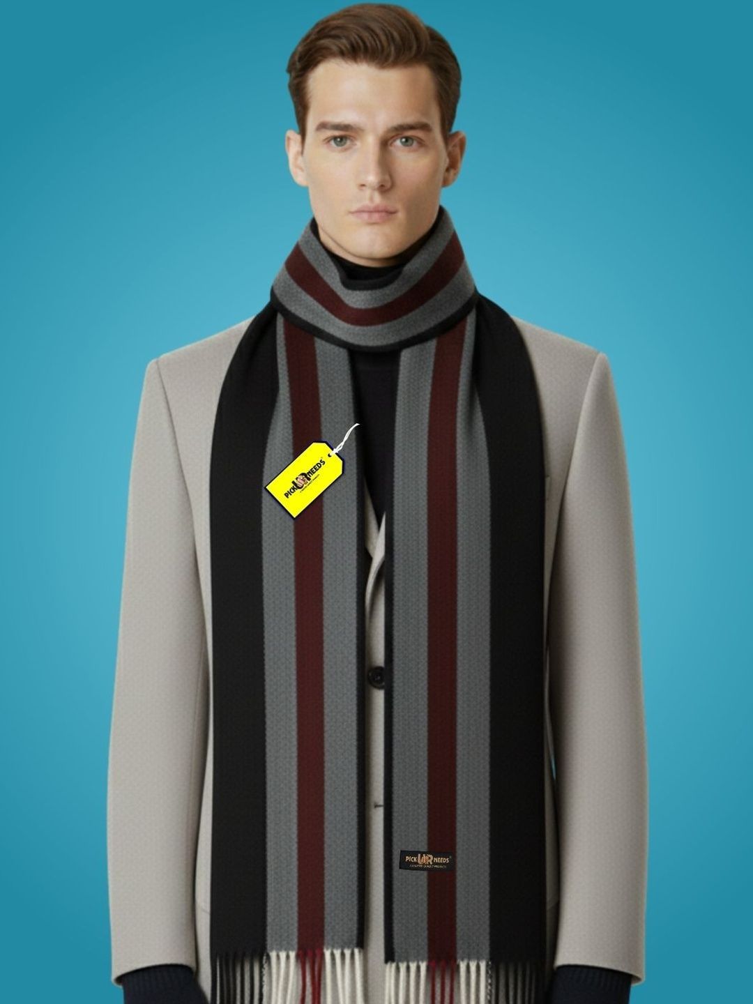 Pick Ur Needs Men Striped Merino Wool Mufflers-picture-28