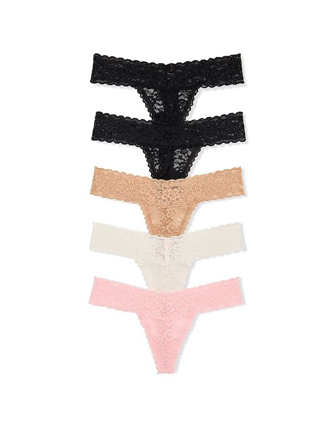 Victoria's Secret Women Pack of 5 Self Design Lace Thongs-picture-16