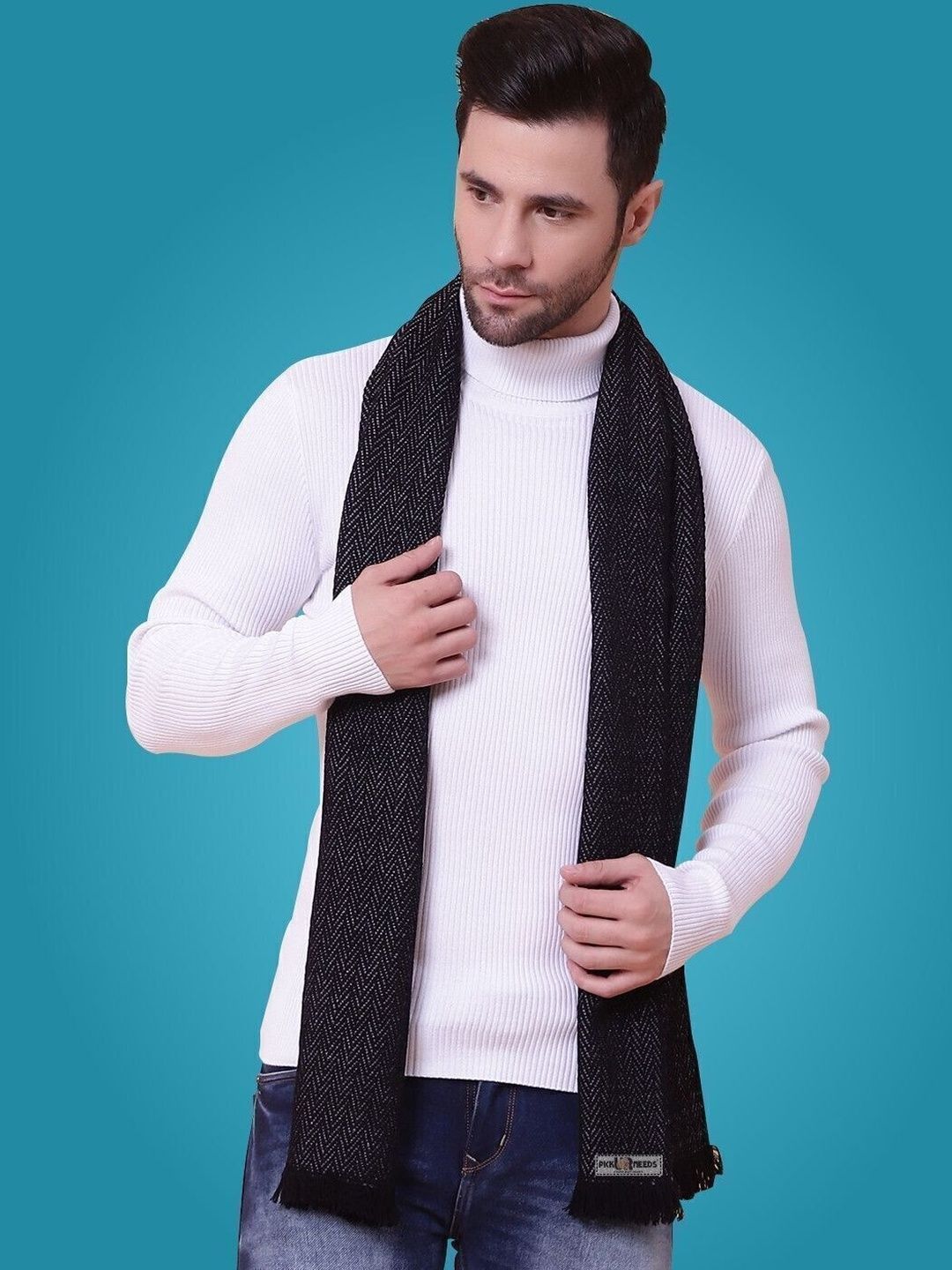 Pick Ur Needs Men Patterned Merino Wool Mufflers-picture-11