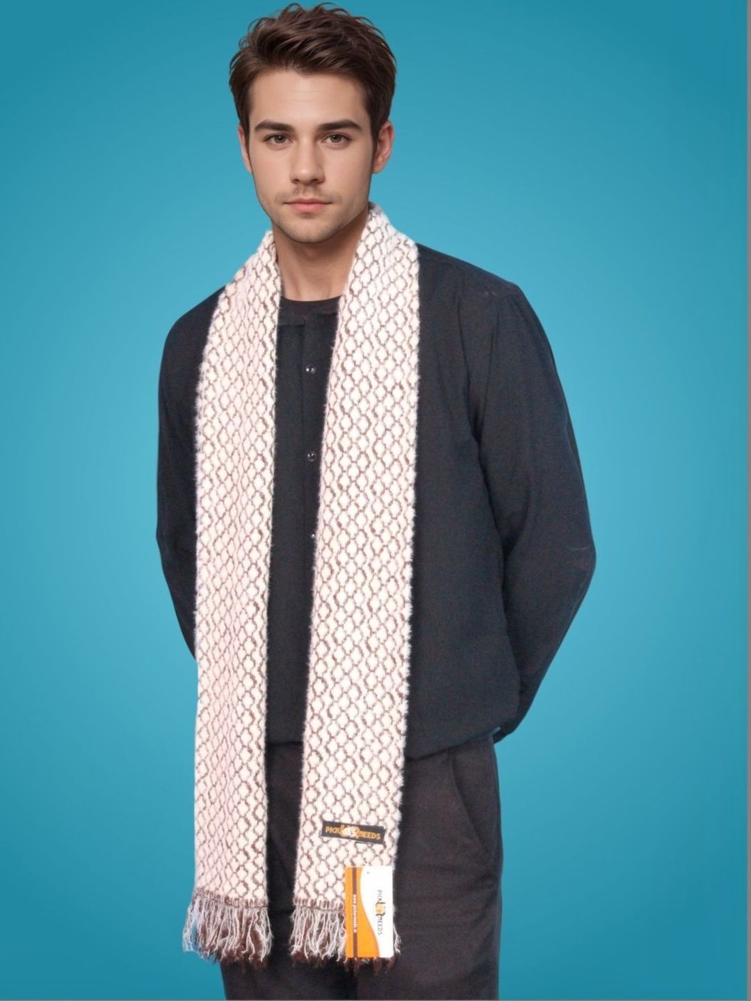 Pick Ur Needs Men Patterned Merino Wool Mufflers-picture-21