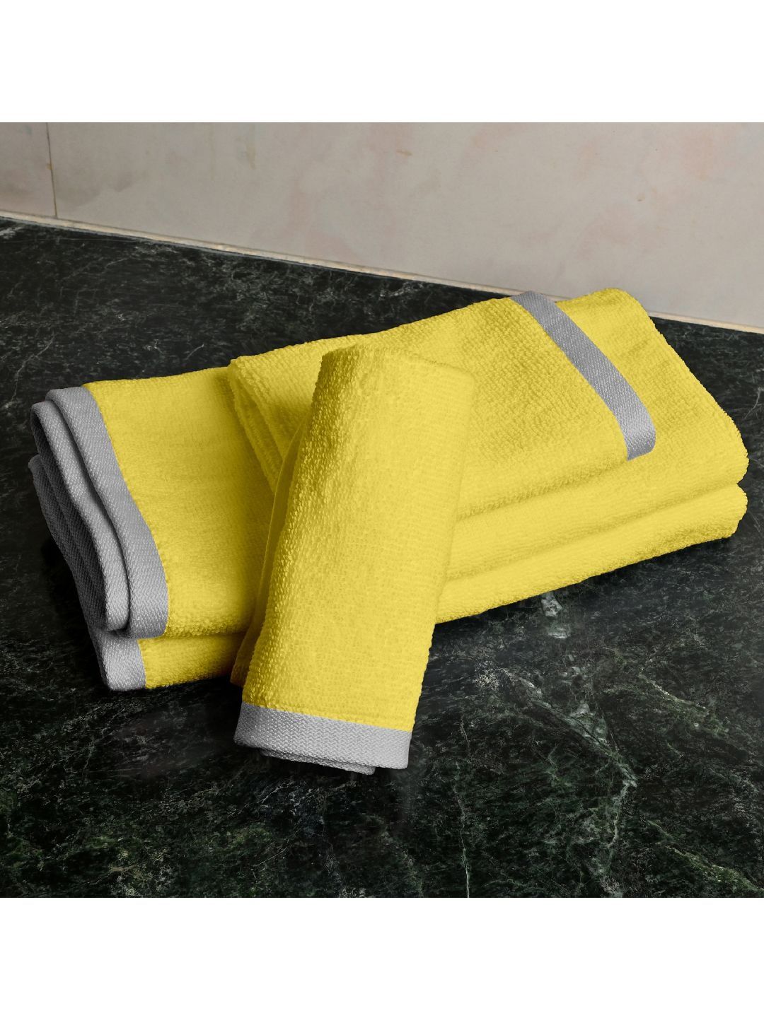 Divine Casa Yellow 4 Piece Cotton 500 GSM Towel Set-picture-12