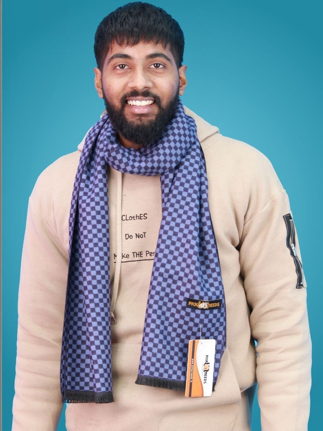Pick Ur Needs Men Checked Merino Wool Mufflers-picture-26
