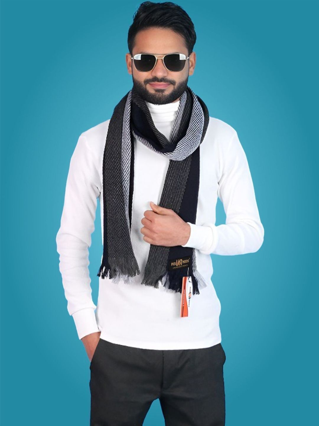 Pick Ur Needs Men Striped Merino Wool Mufflers-picture-43