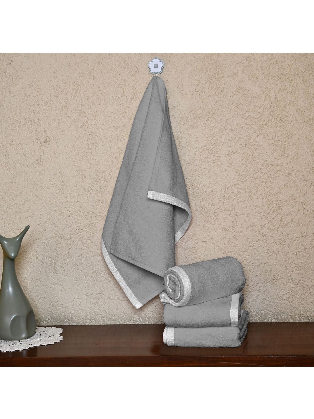 Divine Casa Grey 4 Piece Cotton 500 GSM Towel Set-picture-58