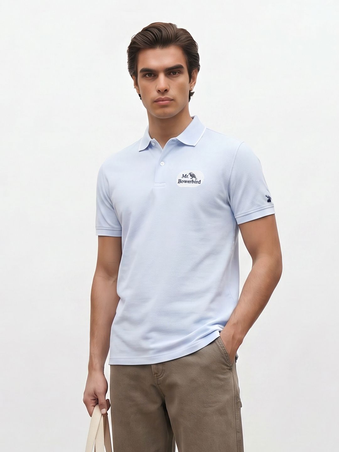 Mr Bowerbird Polo Collar Brand Logo Printed Pure Cotton T-Shirt deal from myntra