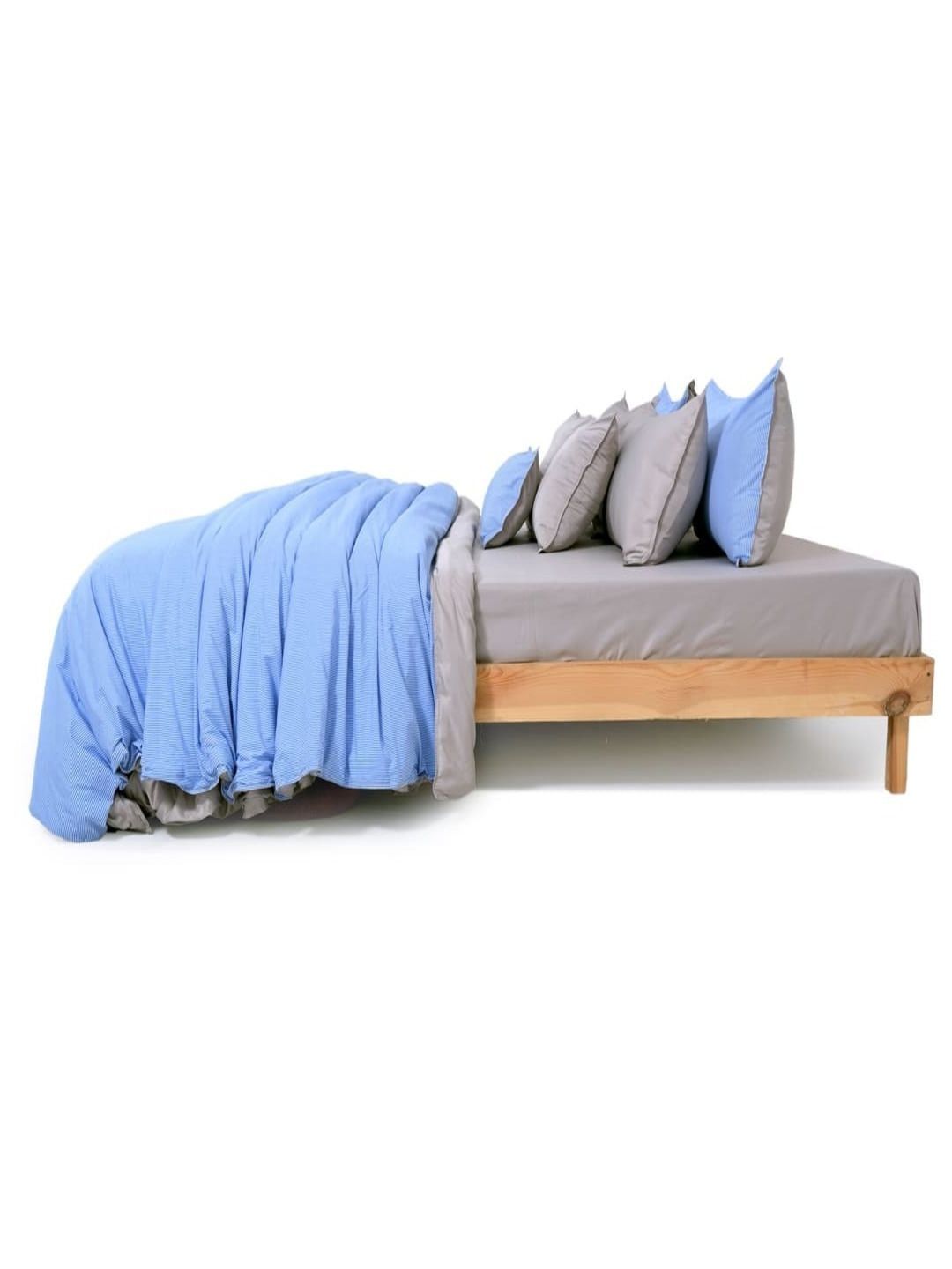 Zarf Blue Striped Cotton 9 Piece Double King Superfine Bedding Set-picture-12