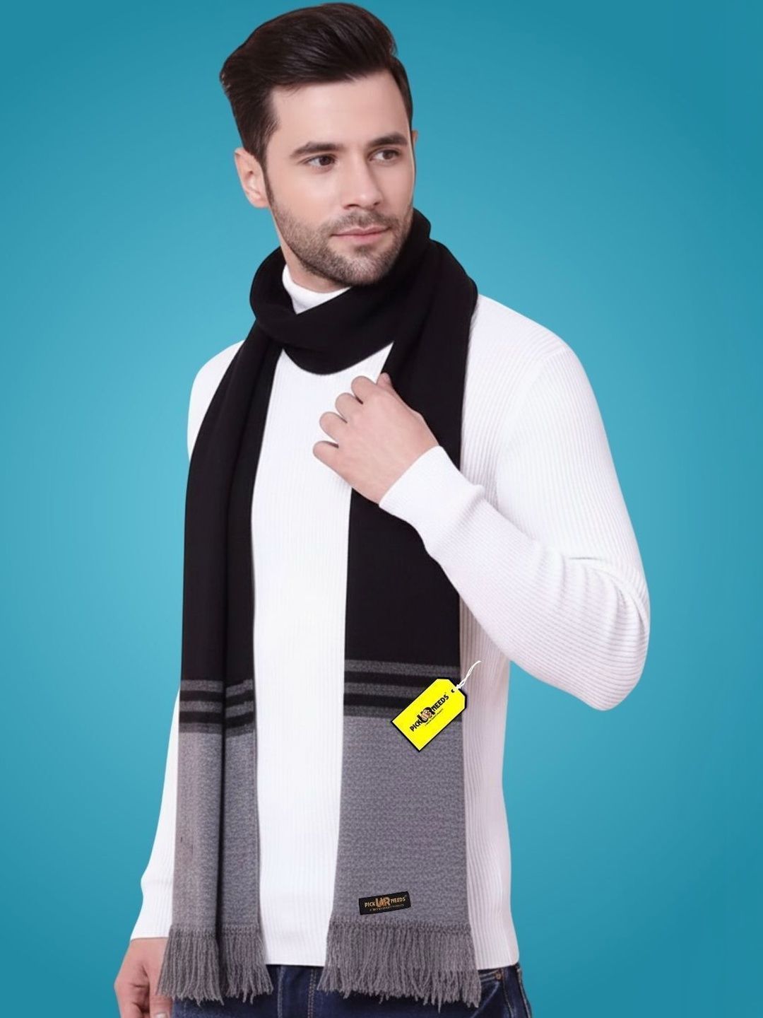 Pick Ur Needs Men Striped Merino Wool Mufflers-picture-40