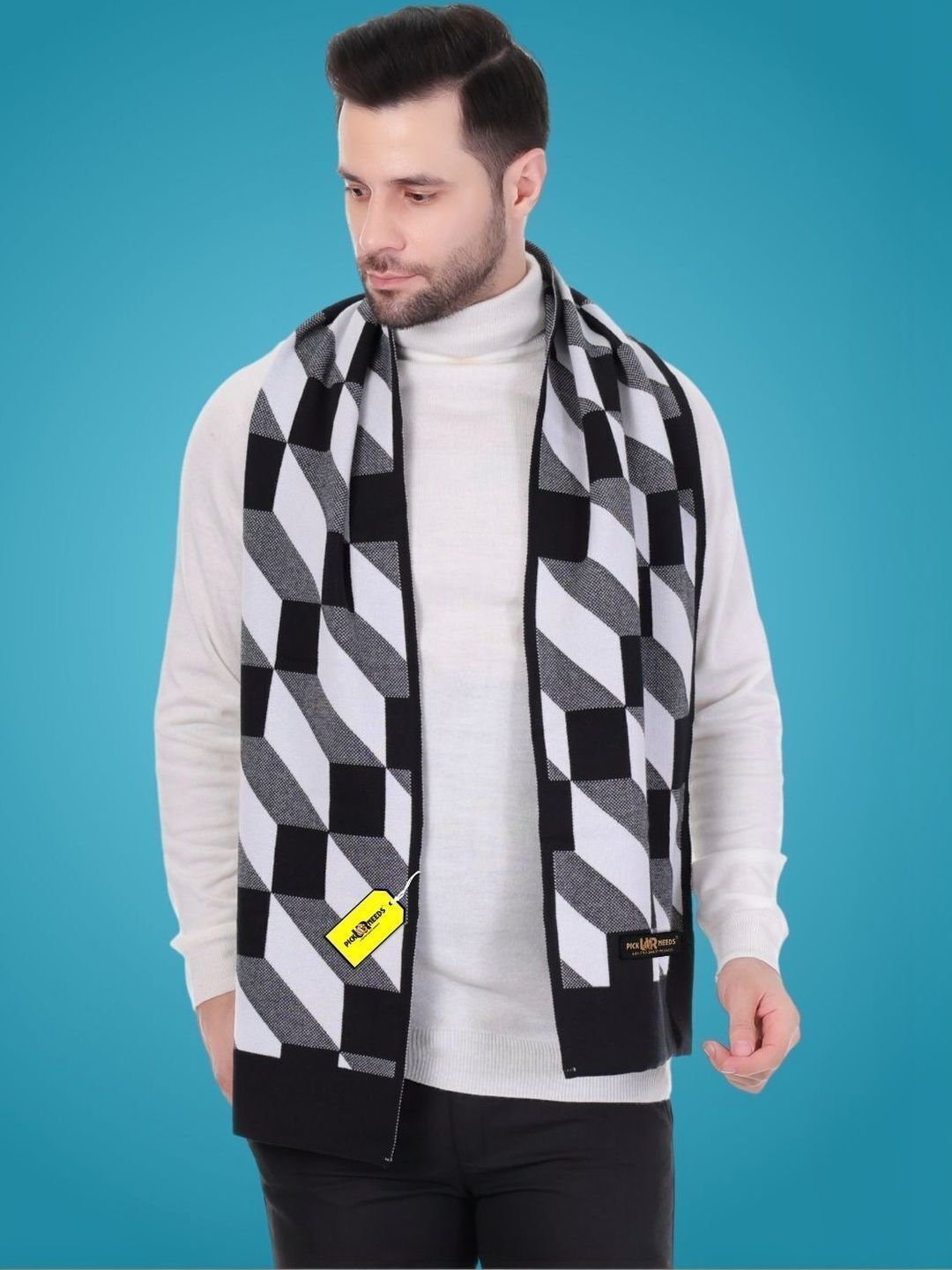Pick Ur Needs Men Patterned Merino Wool Mufflers-picture-28