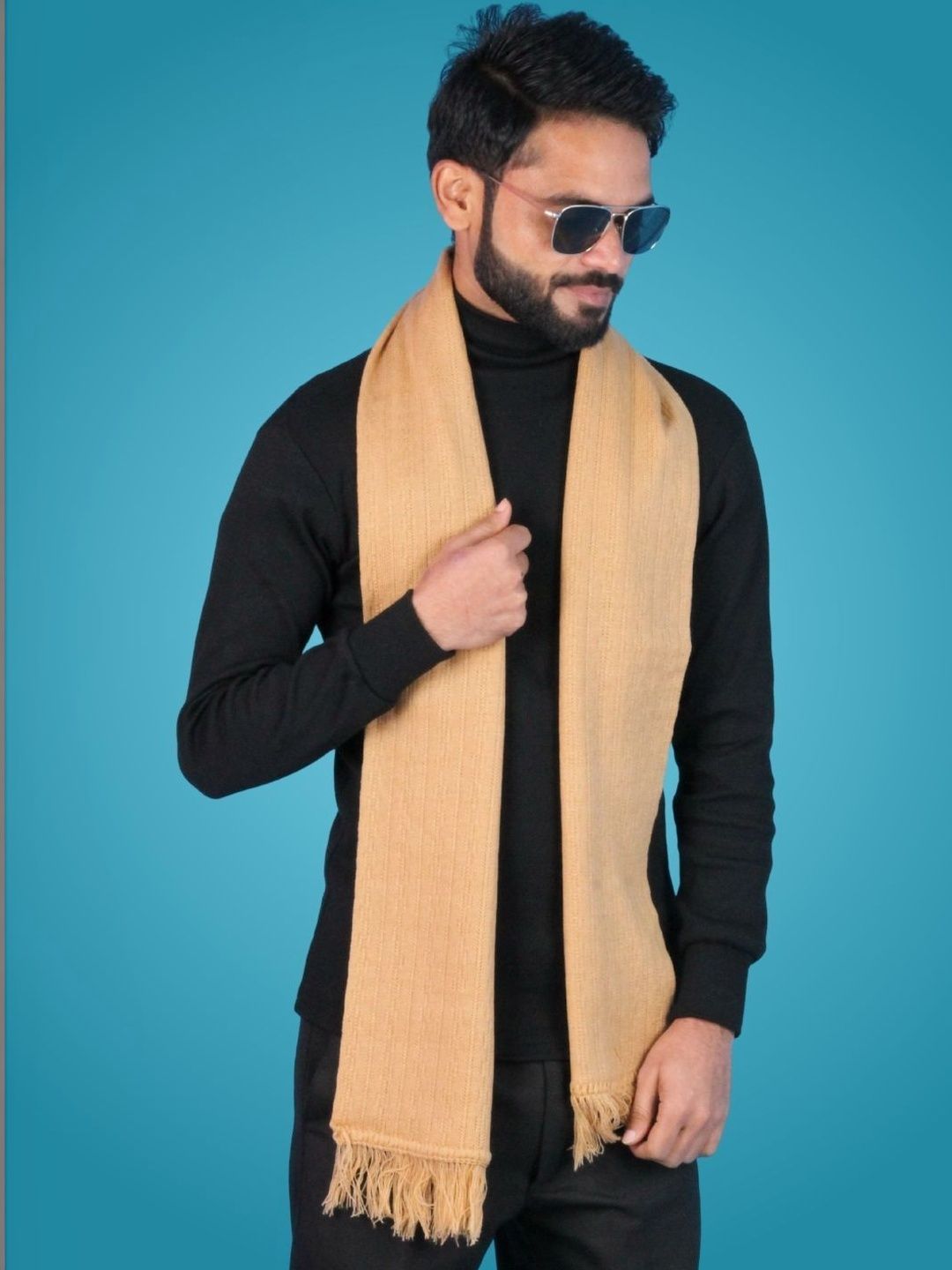 Pick Ur Needs Men Ribbed Merino Wool Mufflers-picture-11