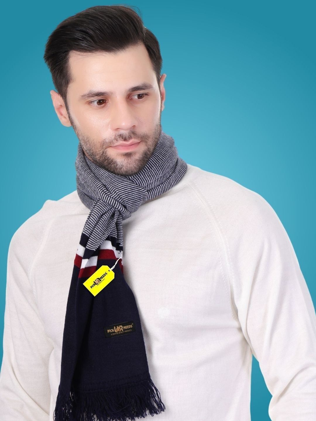 Pick Ur Needs Men Striped Merino Wool Mufflers-picture-38
