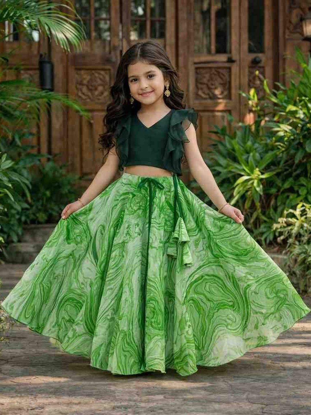 kalini BAESD Girls Tie and Dye Ready to Wear Lehenga &-picture-16