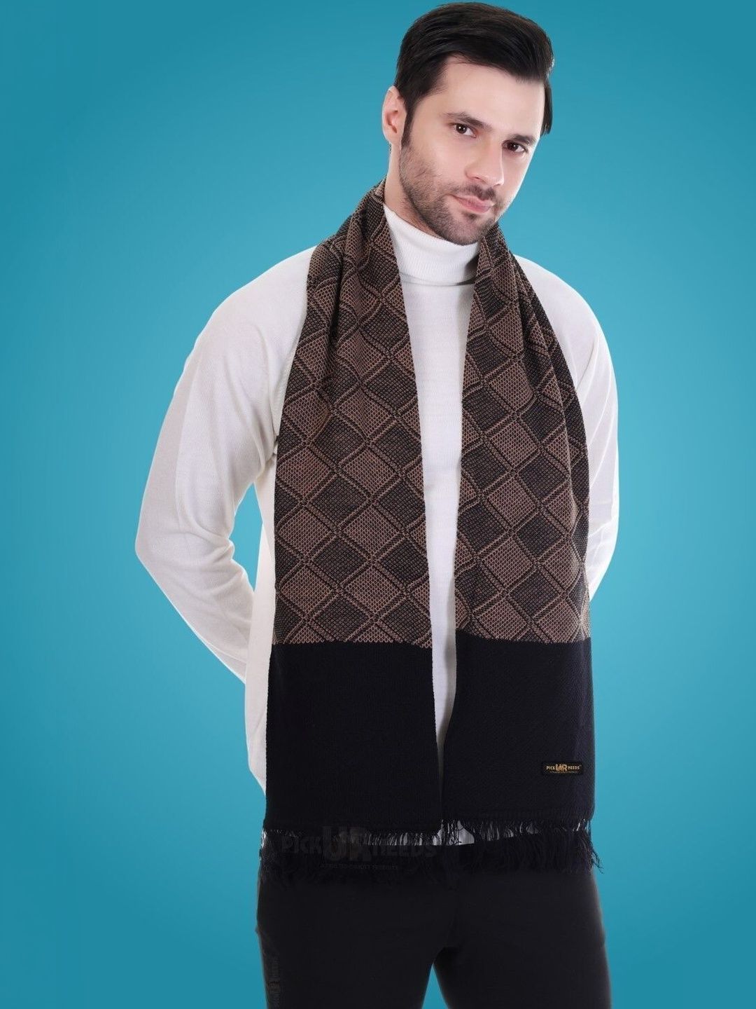 Pick Ur Needs Men Patterned Merino Wool Mufflers-picture-40