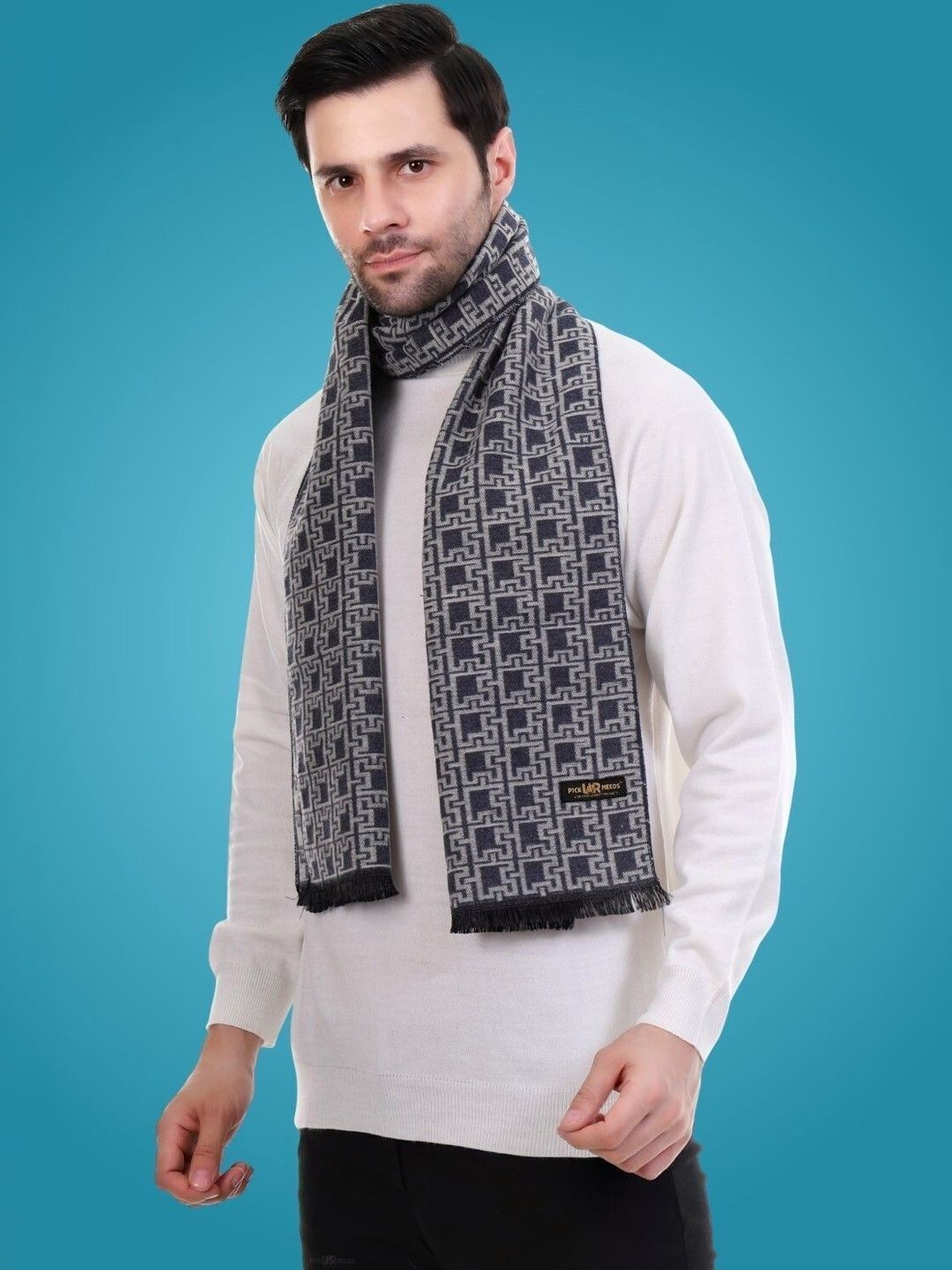 Pick Ur Needs Men Patterned Merino Wool Mufflers-picture-36