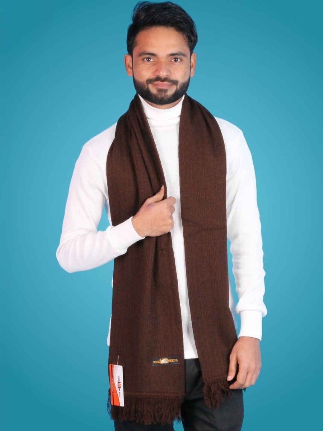 Pick Ur Needs Men Ribbed Merino Wool Mufflers-picture-23