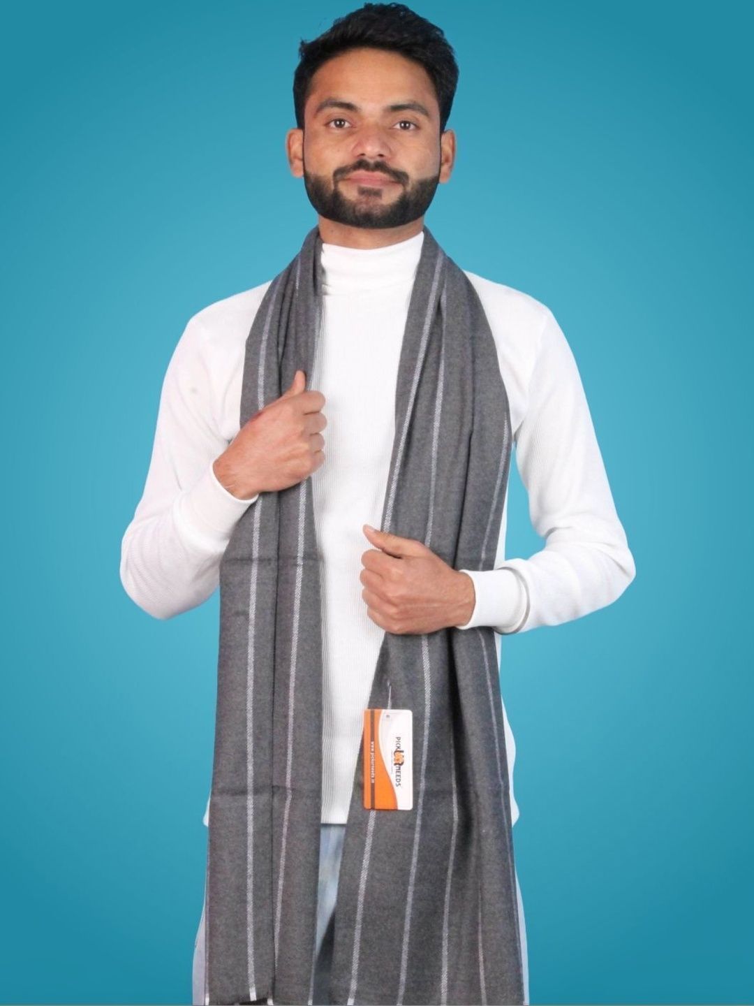 Pick Ur Needs Men Striped Merino Wool Mufflers-image-13