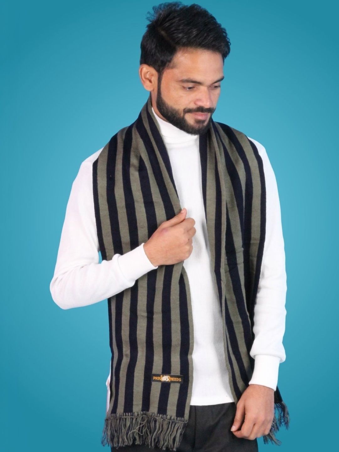 Pick Ur Needs Men Striped Merino Wool Mufflers-picture-20
