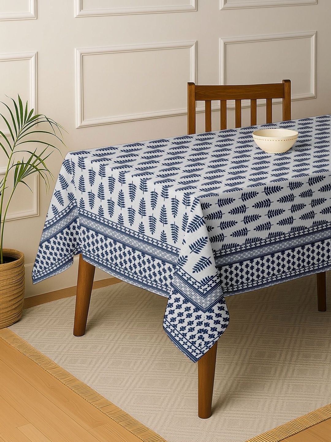 Vargottam White Floral Cotton 6-Seater Table Cover-picture-10