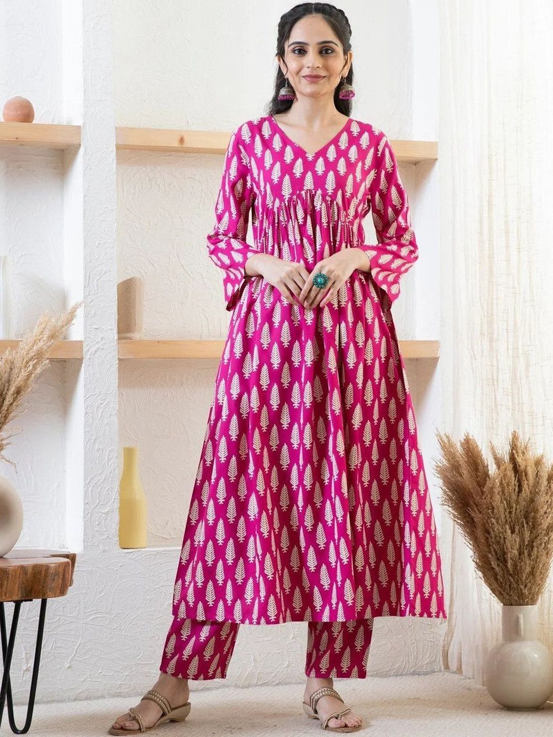 PAVYA Women Ethnic Motifs Printed Empire Kurta with Trousers-picture-43