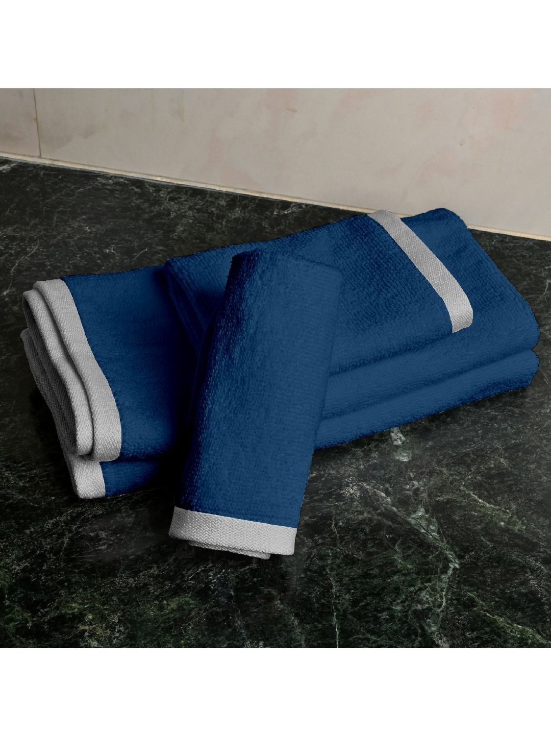 Divine Casa Blue 4 Piece Cotton 500 GSM Towel Set-image-30