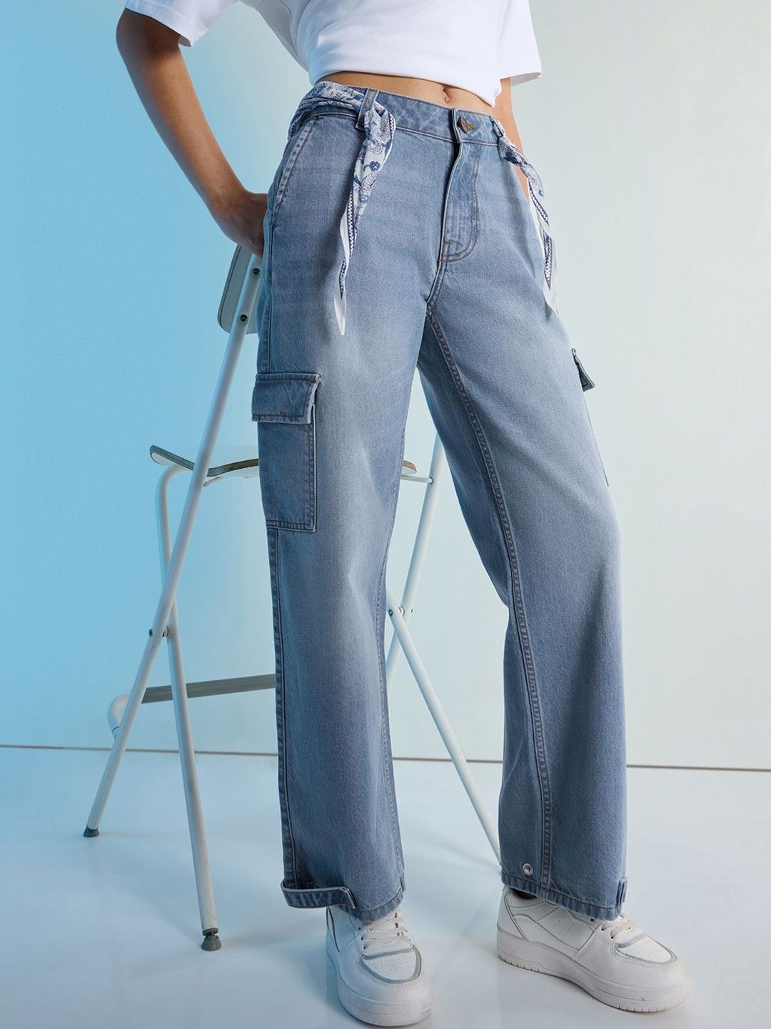 DILLINGER Women Jean Wide Leg Mid-Rise Light Fade Jeans-image-45