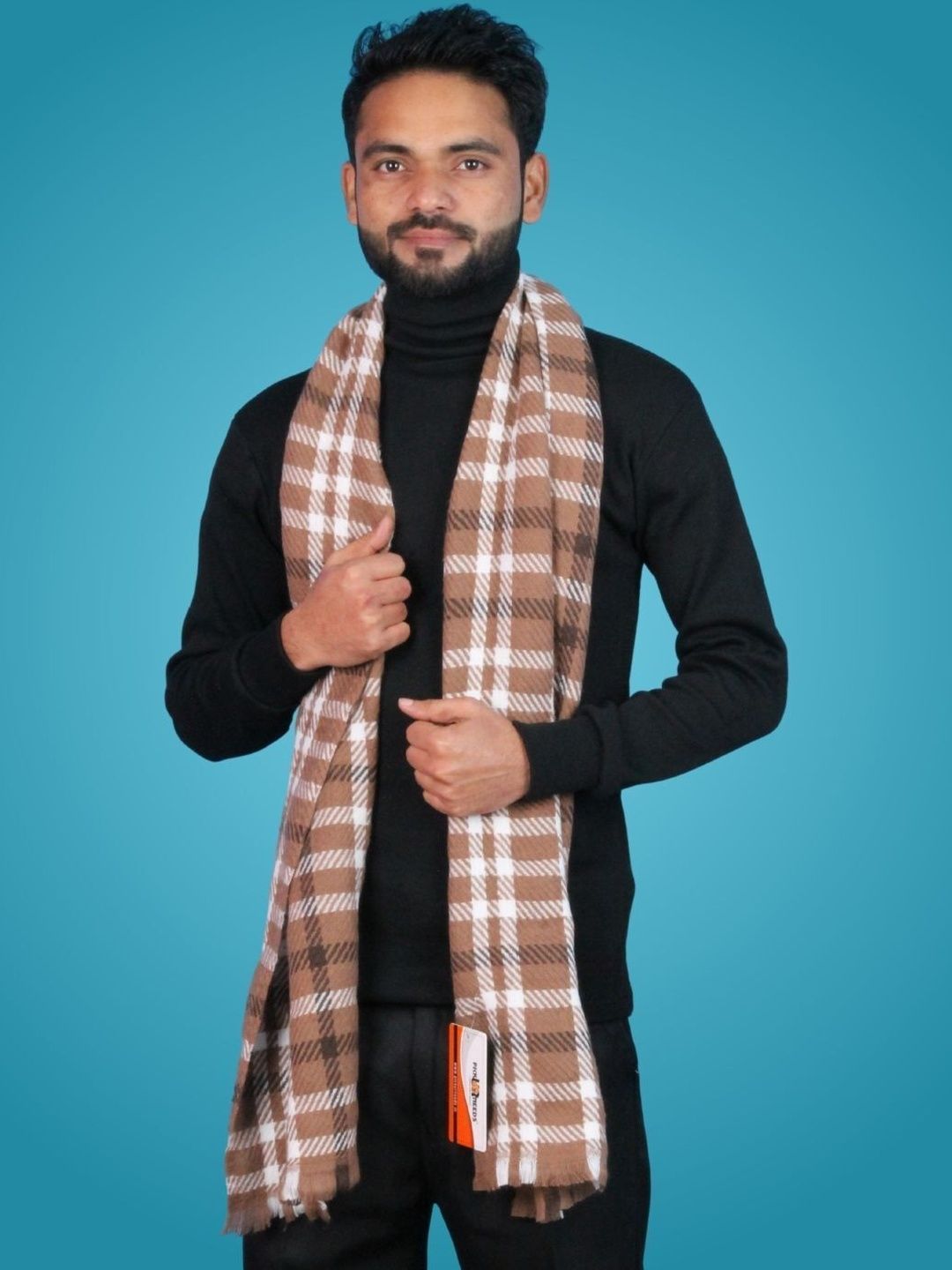 Pick Ur Needs Men Checked Merino Wool Mufflers-picture-35