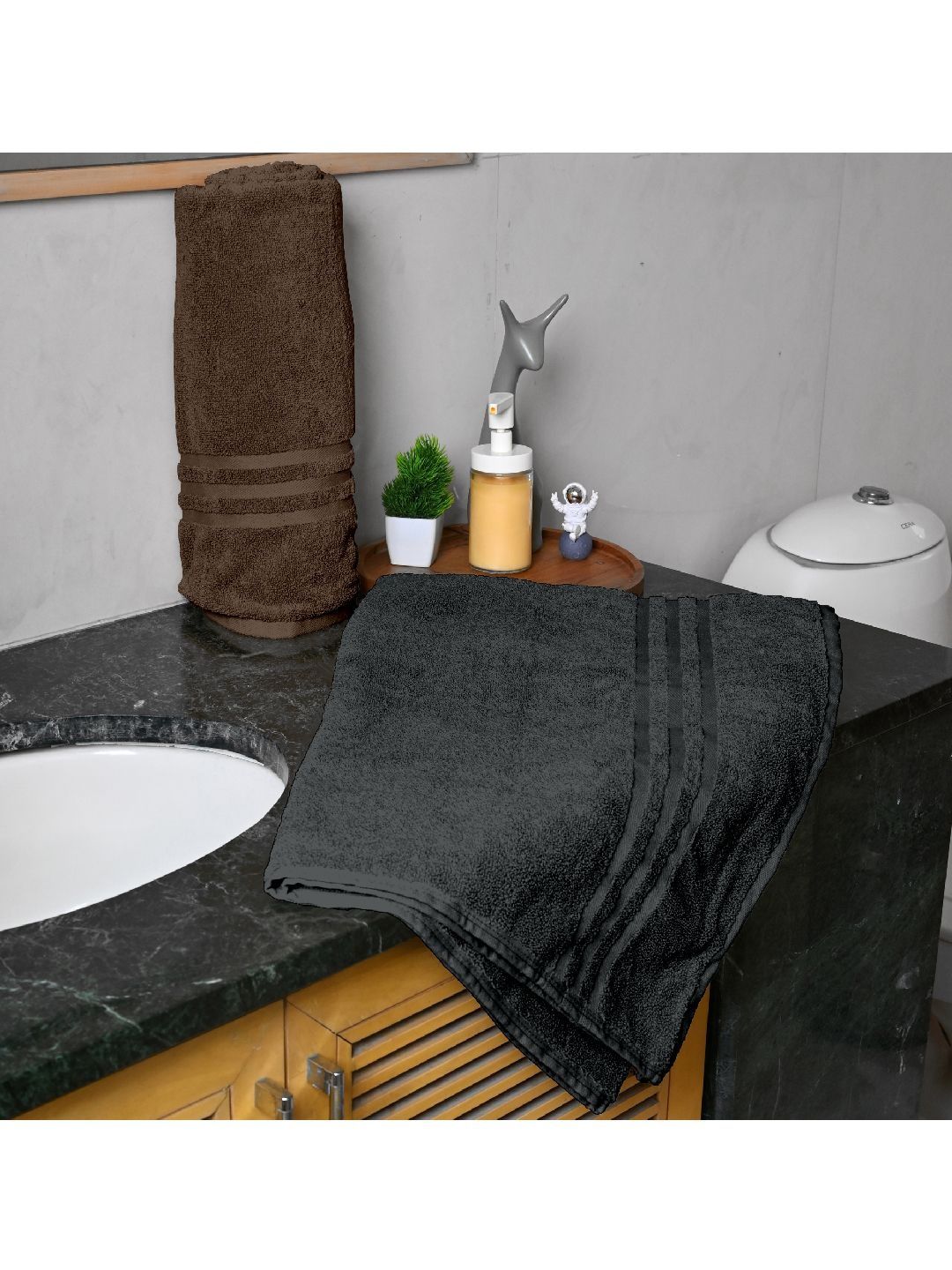 Divine Casa Brown 2 Piece Cotton 550 GSM Towel Set-picture-54