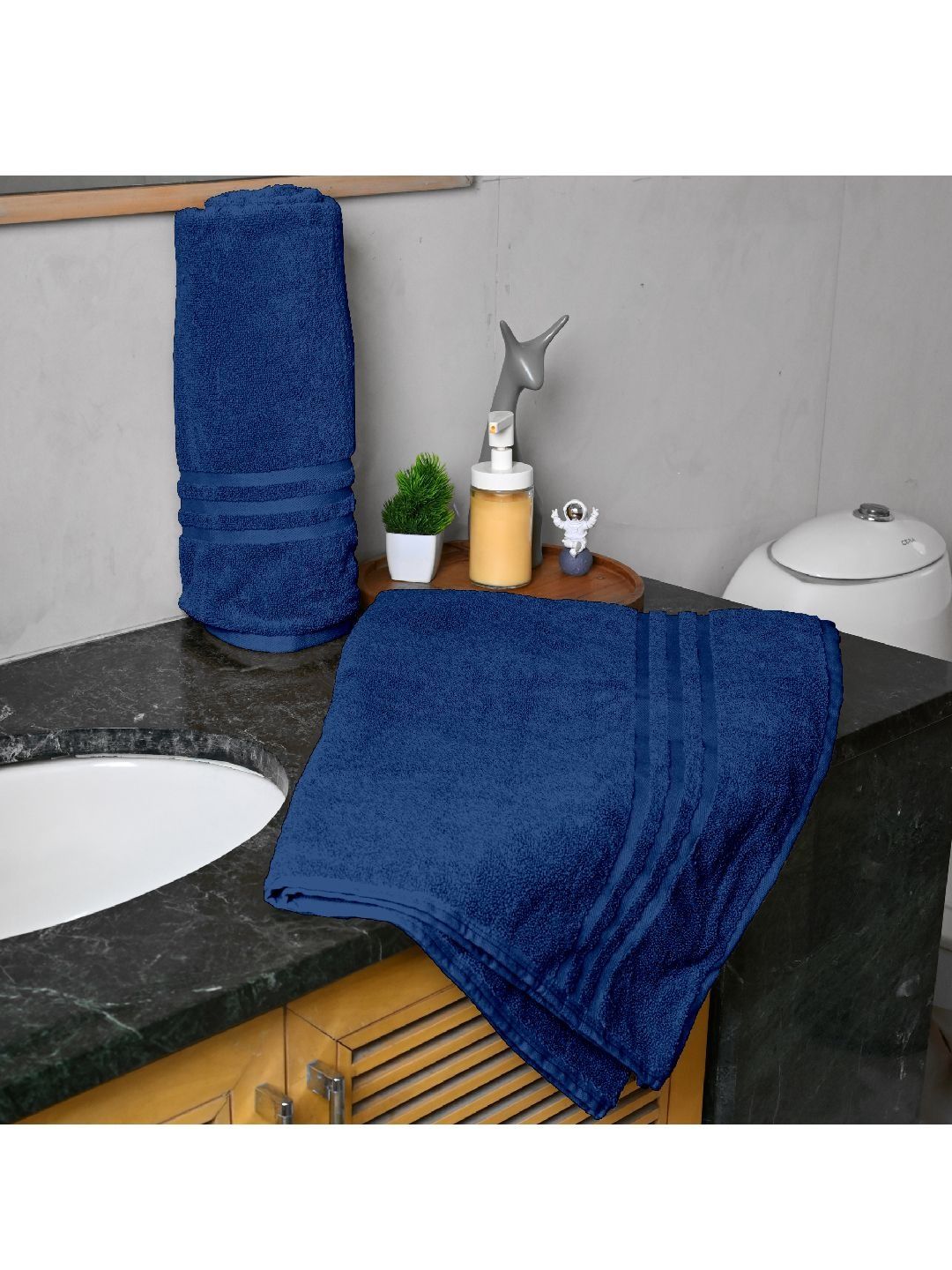 Divine Casa Blue 2 Piece Cotton 550 GSM Towel Set-picture-22