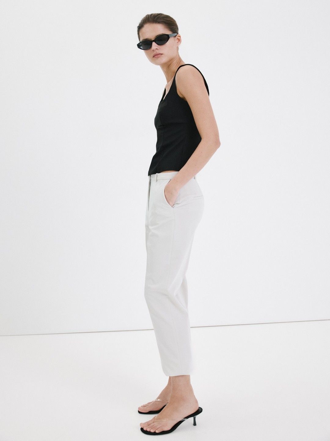 Mango Square Neck Sleeveless Crop Top view 1