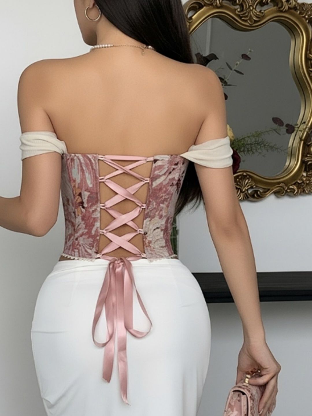 JC Mode Floral Printed Sweetheart Neck Ruffles Crop Top view 1