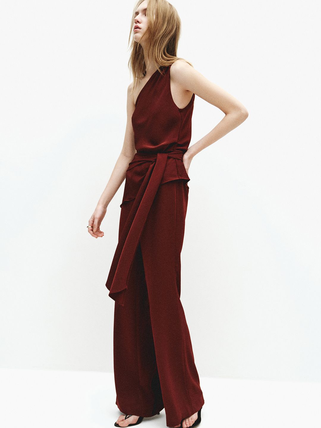 MANGO Basic Jumpsuit with Waist Tie-Up-image-9
