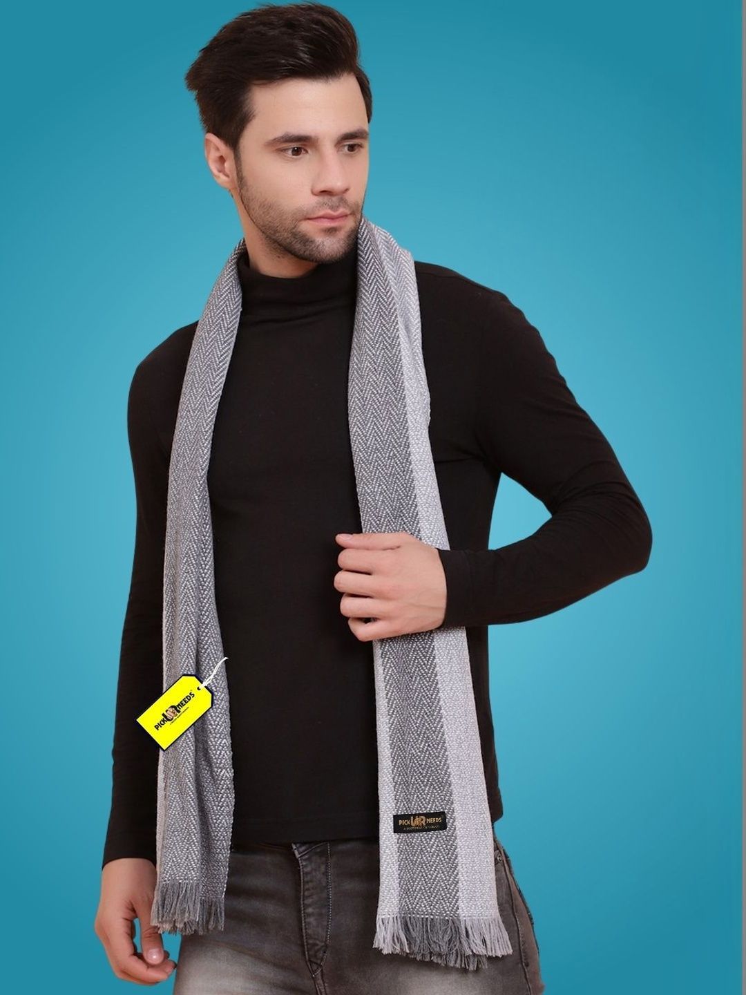 Pick Ur Needs Men Patterned Merino Wool Mufflers-picture-33