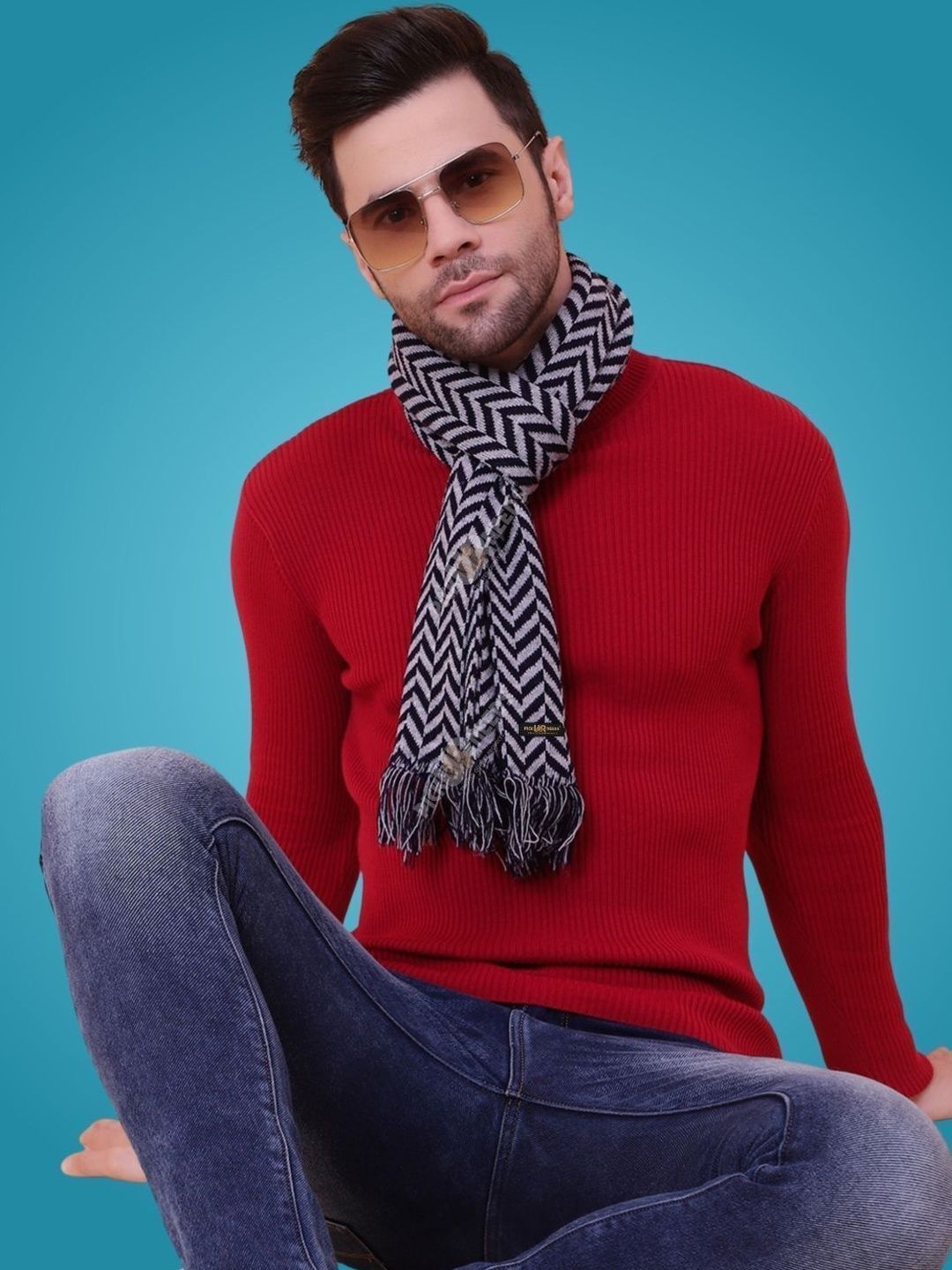 Pick Ur Needs Men Patterned Merino Wool Mufflers-picture-26