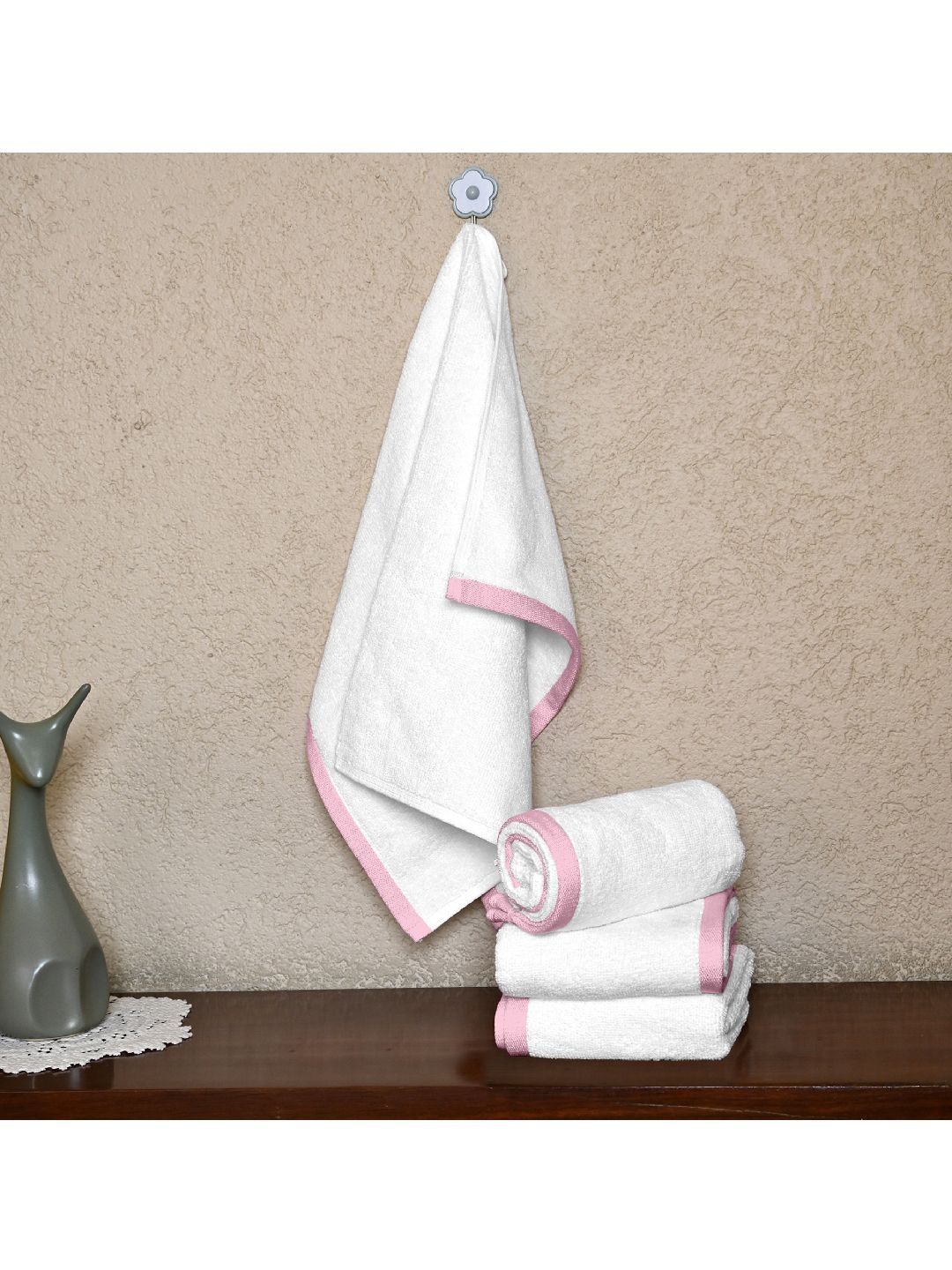 Divine Casa White 4 Piece Cotton 500 GSM Towel Set-picture-48