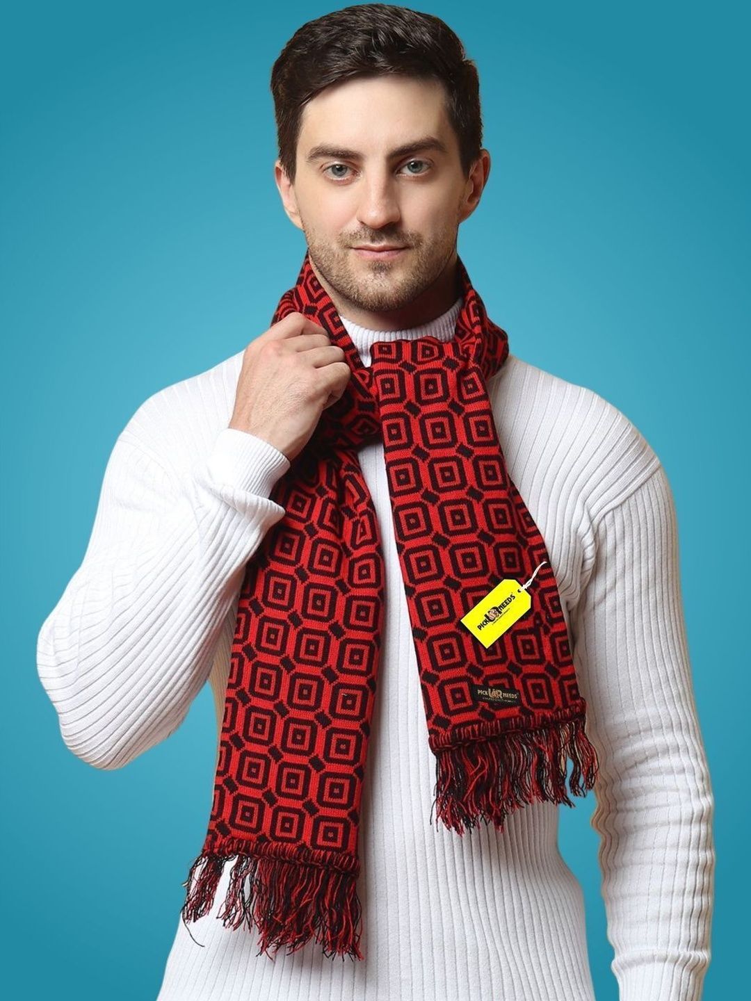 Pick Ur Needs Men Patterned Merino Wool Mufflers-picture-34