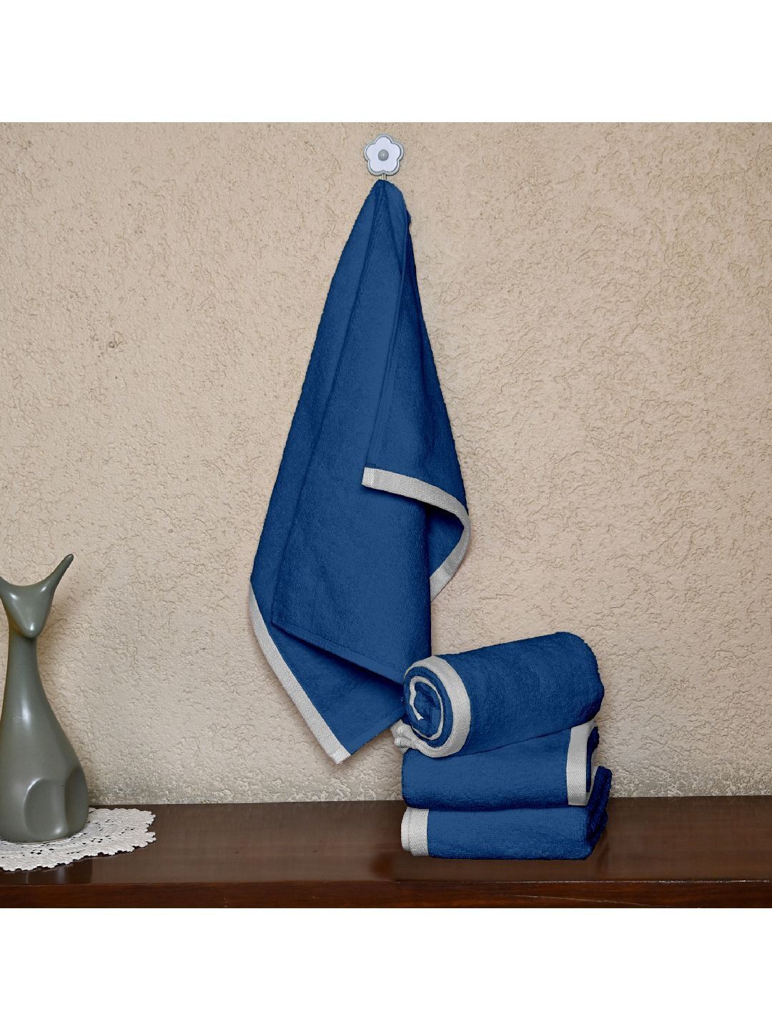 Divine Casa Blue 4 Piece Cotton 500 GSM Towel Set-picture-38