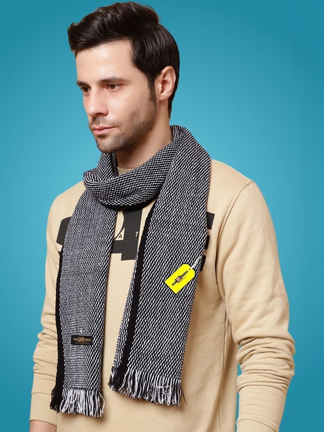Pick Ur Needs Men Patterned Merino Wool Mufflers-picture-39