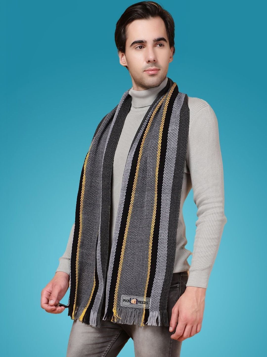 Pick Ur Needs Men Striped Merino Wool Mufflers-picture-31