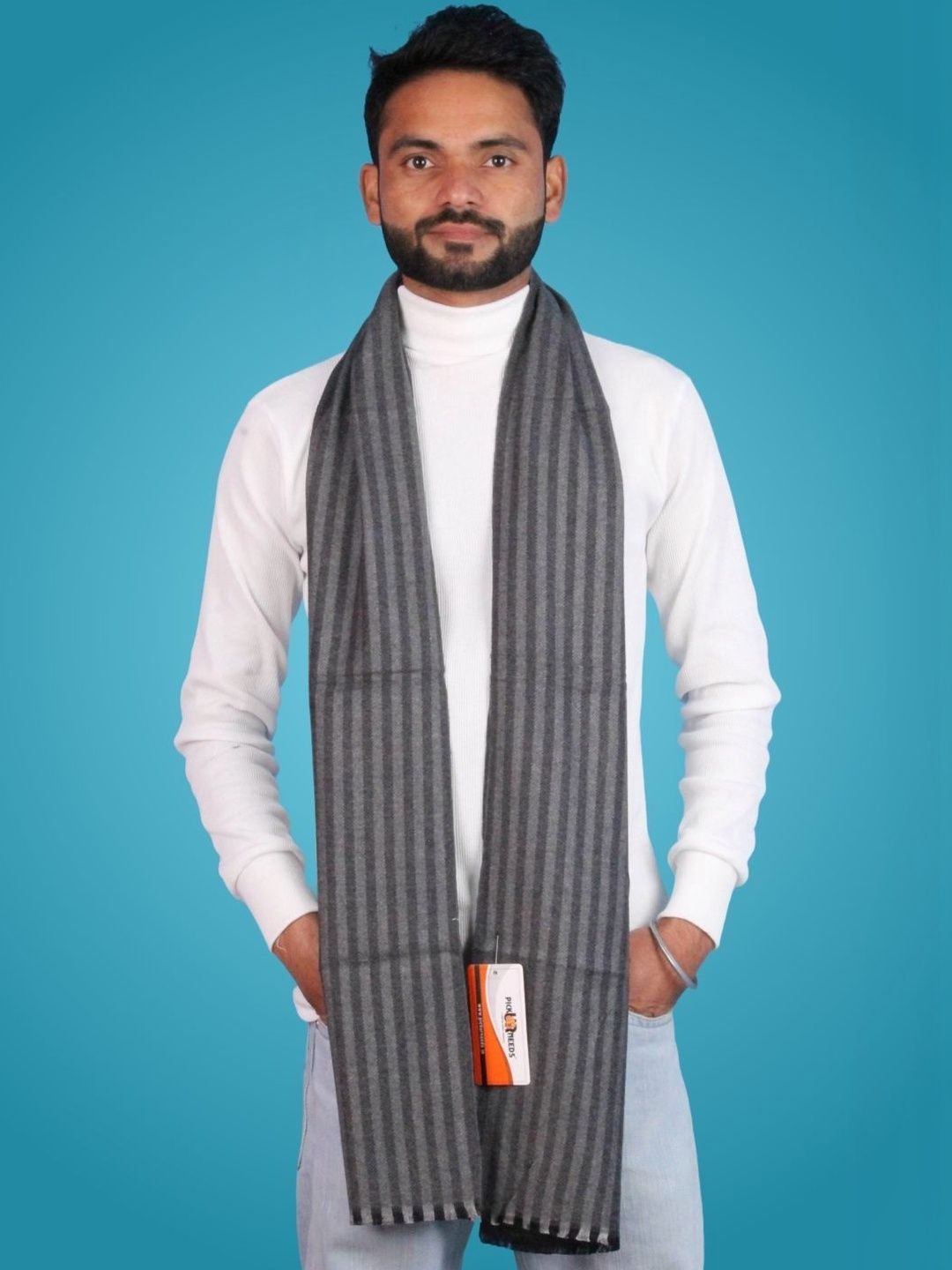 Pick Ur Needs Men Striped Merino Wool Mufflers-picture-38