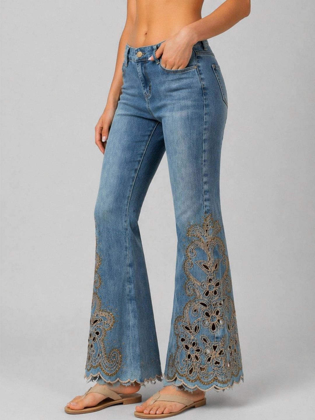 bebe Women Relaxed Fit Mid-Rise Light Fade Jeans-picture-37