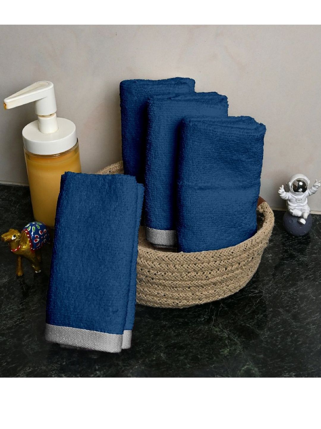 Divine Casa Blue 4 Piece Cotton 500 GSM Towel Set-image-24