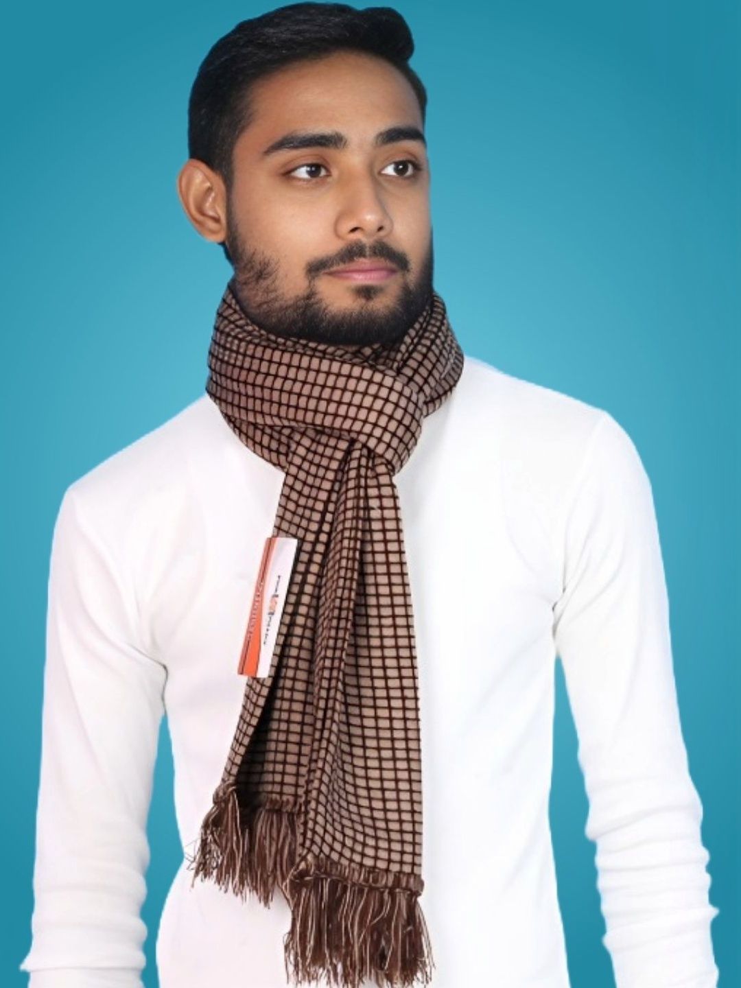 Pick Ur Needs Men Checked Merino Wool Mufflers-picture-34