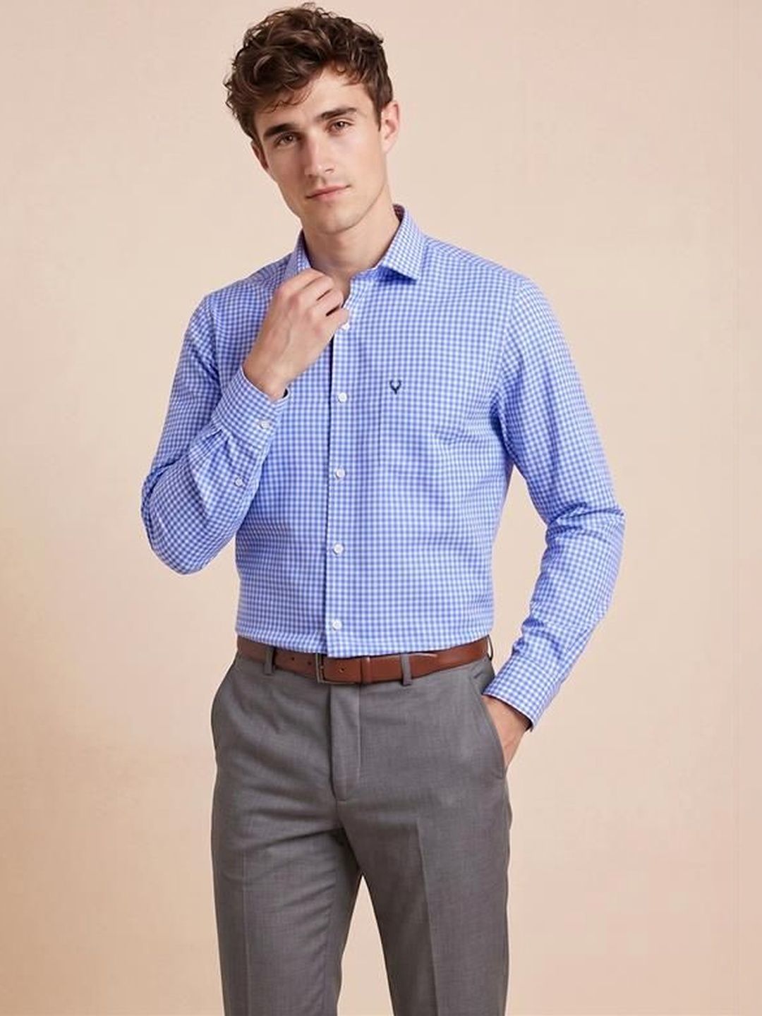 Allen Solly Checked Cotton Slim Fit Formal Shirt-picture-11