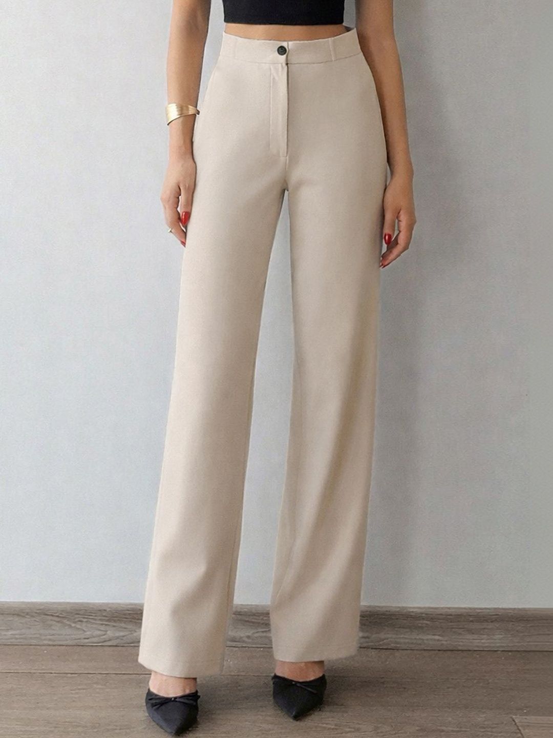 SZN Women Relaxed Straight Leg Straight Fit High-Rise Easy Wash Trousers-picture-51