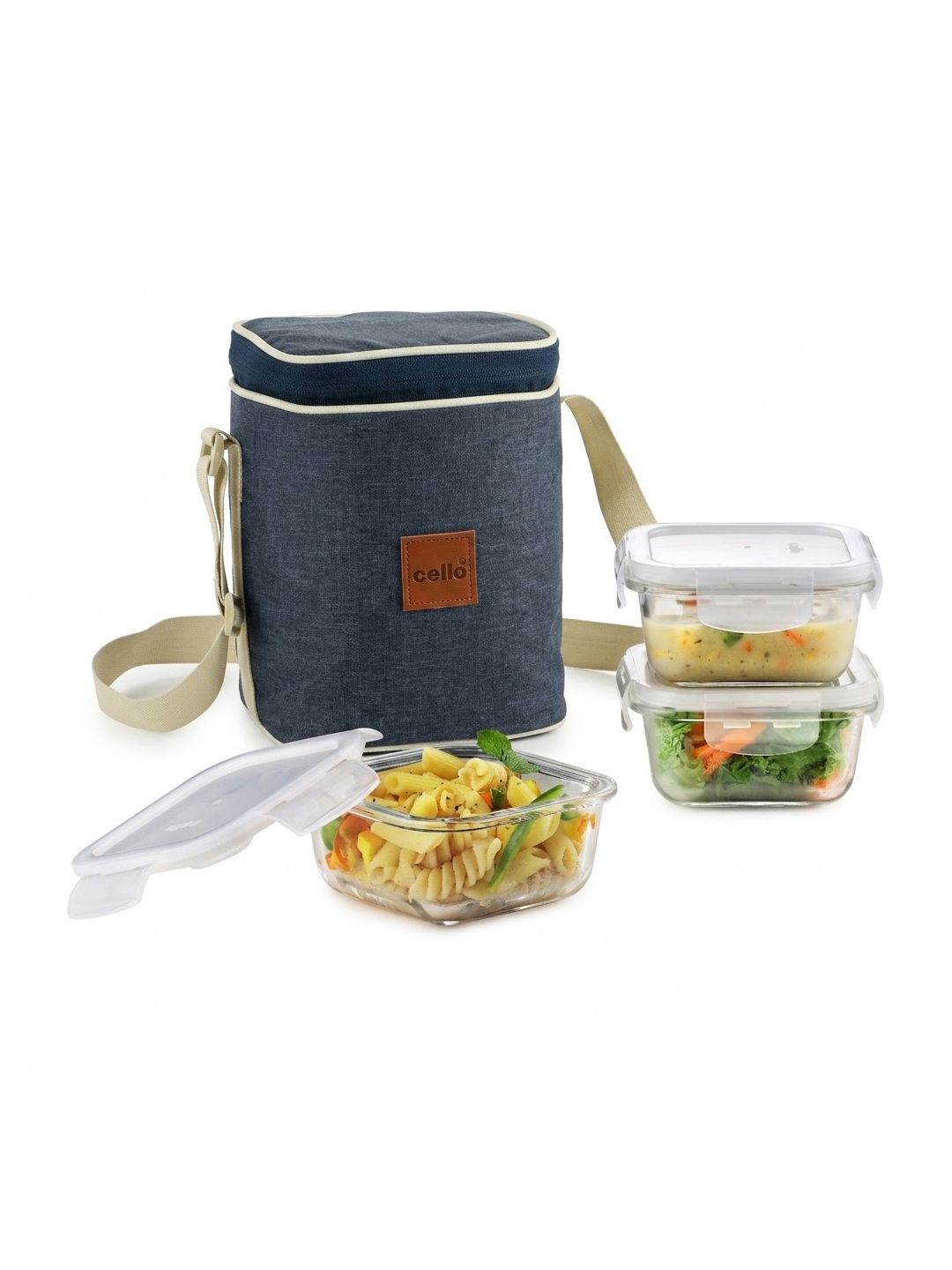 Cello Imperial 3pc Square Glass Microwave Safe Lunch Box with Jacket - 320ml x 3-image-18