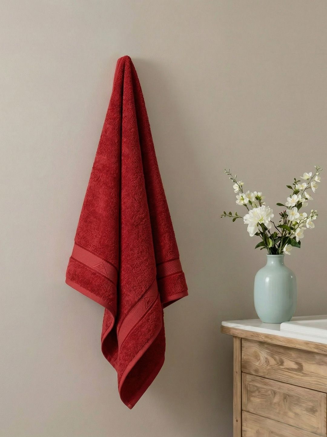 Monte Carlo Red & Red 1 Striped Cotton 450 GSM Bath Towel-image-10