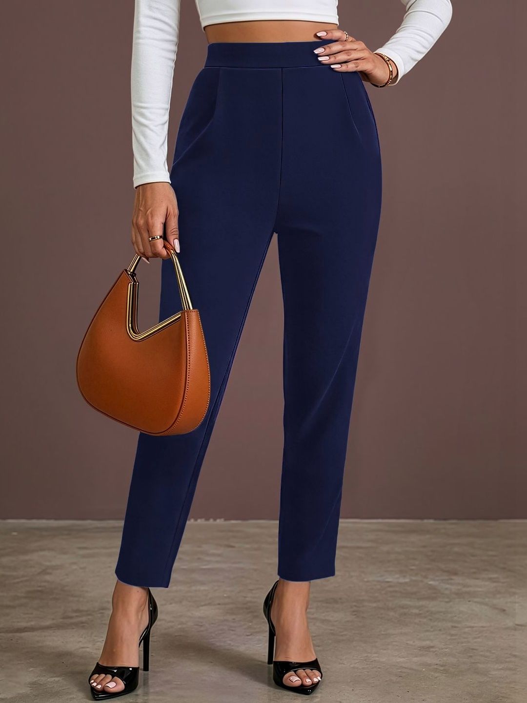 Navyankaa Women Straight Fit High-Rise Trousers-picture-16